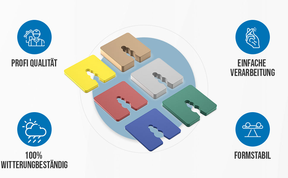 Distanzstücke Verglasungsklötze Klötze Kunststoff 50 x 50mm, 2–10mm