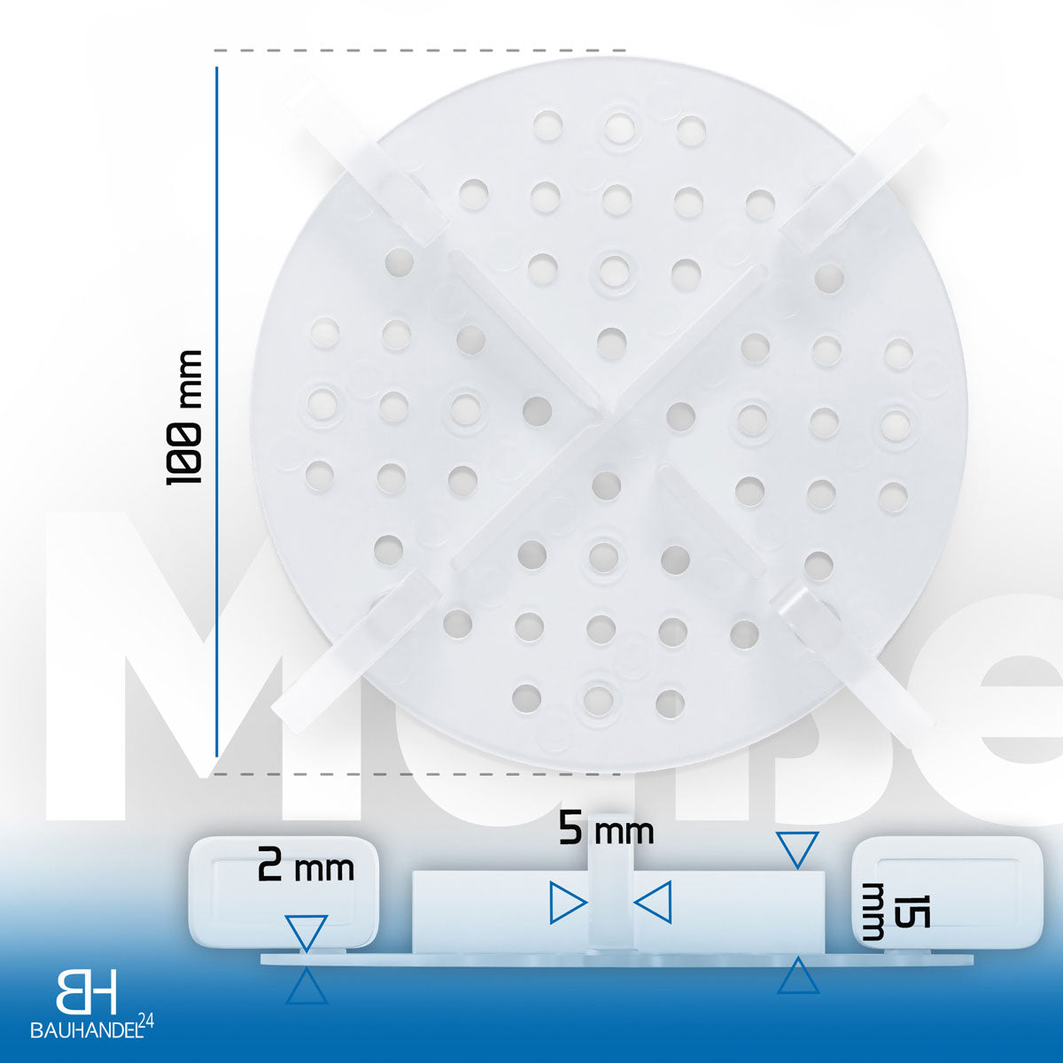 Bauhandel24 Fugenkreuze mit Auflagefläche 5mm transparent Abmessungen Bild