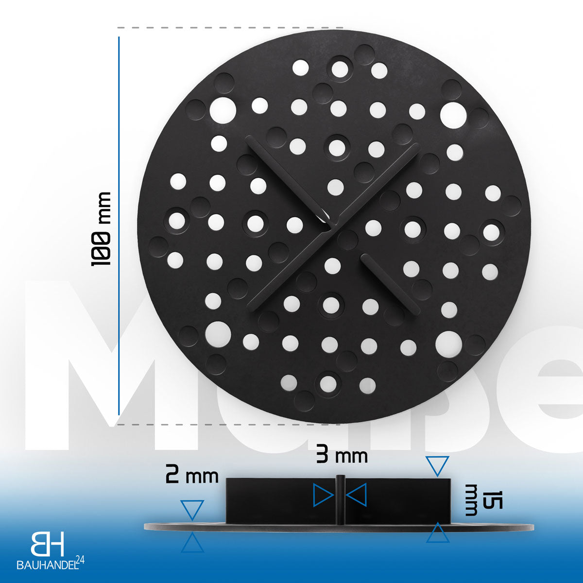 Bauhandel24 Fugenkreuze mit Auflagefläche 3mm schwarz Abmessungen Bild