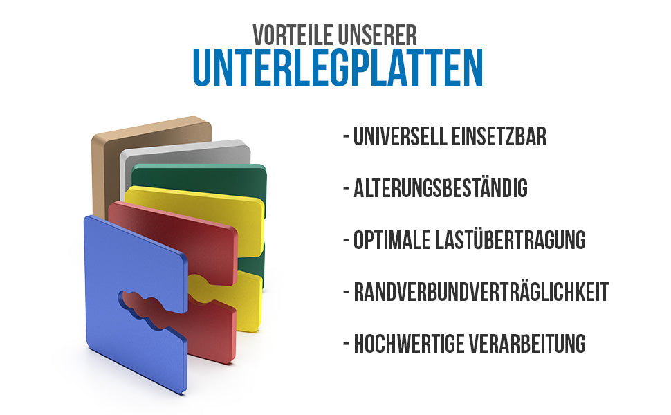 Distanzstücke Verglasungsklötze Klötze Kunststoff 50 x 50mm, 2–10mm