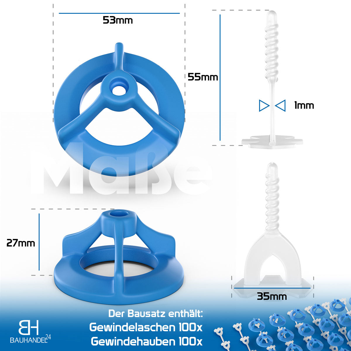 Bauhandel24-Nivelliersystem drehen Zuglaschen 1mm Set Bild