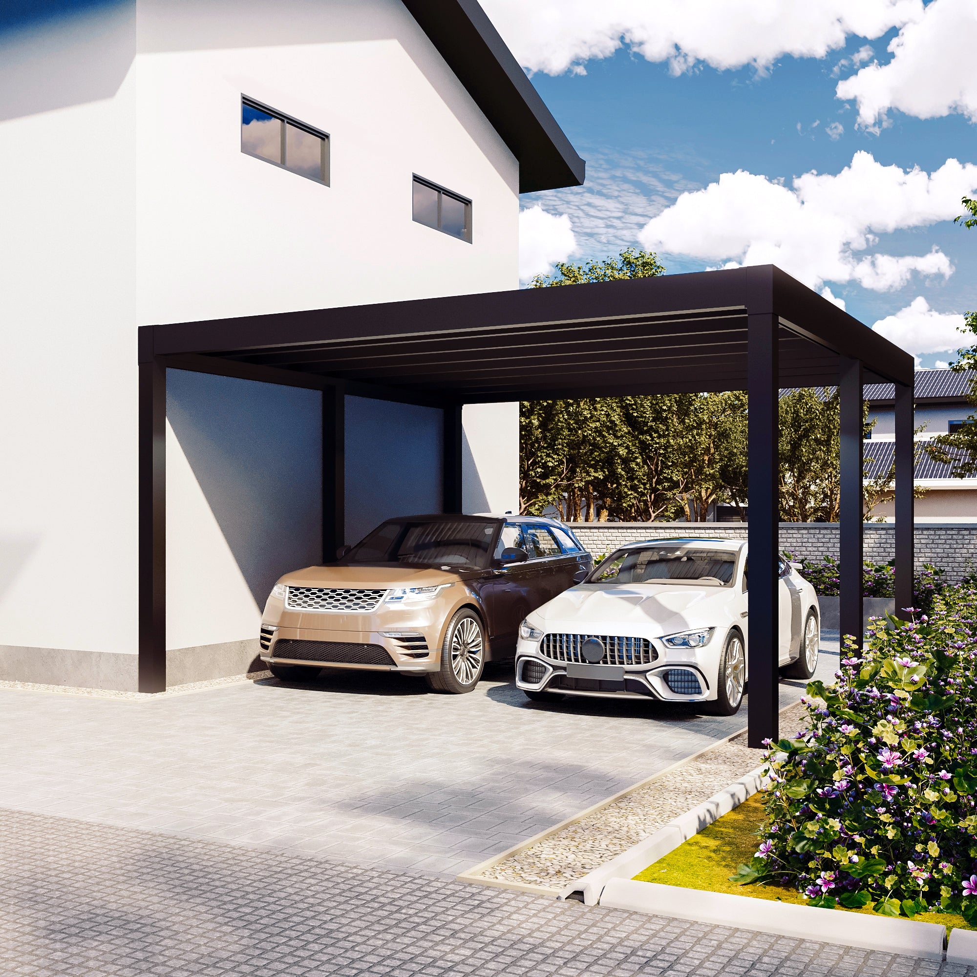 Flachdach Carport Aluminium