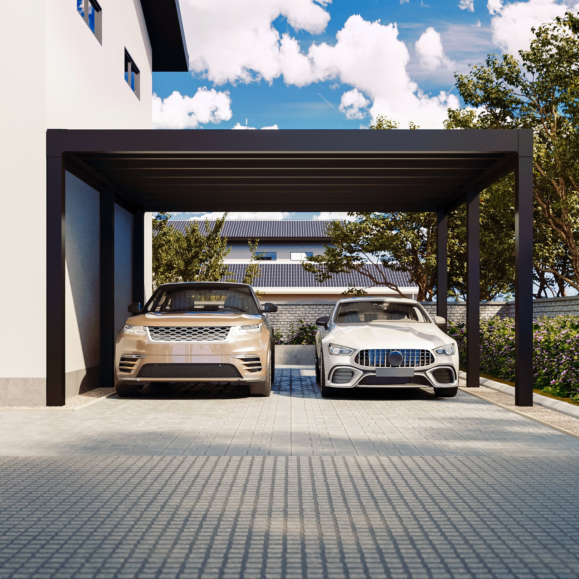 Flachdach Carport Aluminium