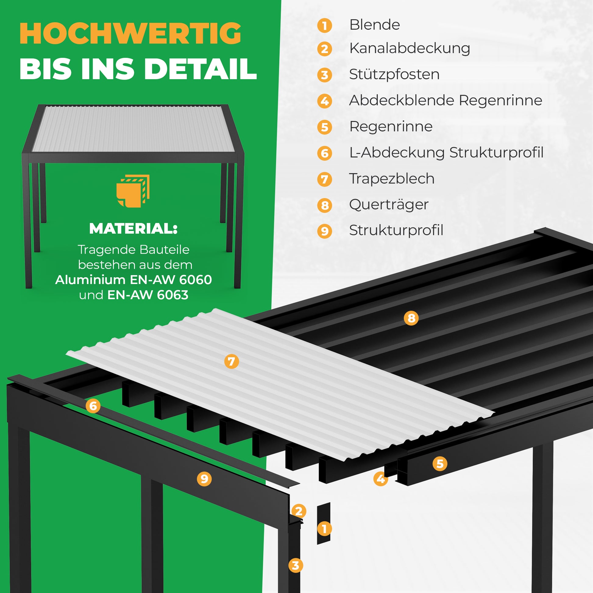 Flachdach Carport Aluminium